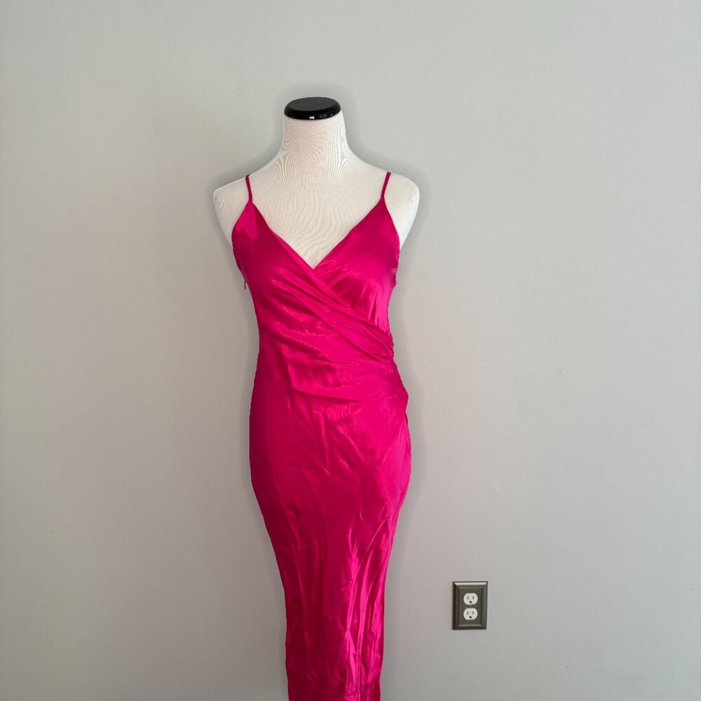 ZARA - Draped Lingerie-Style Dress - Fuchsia - XS